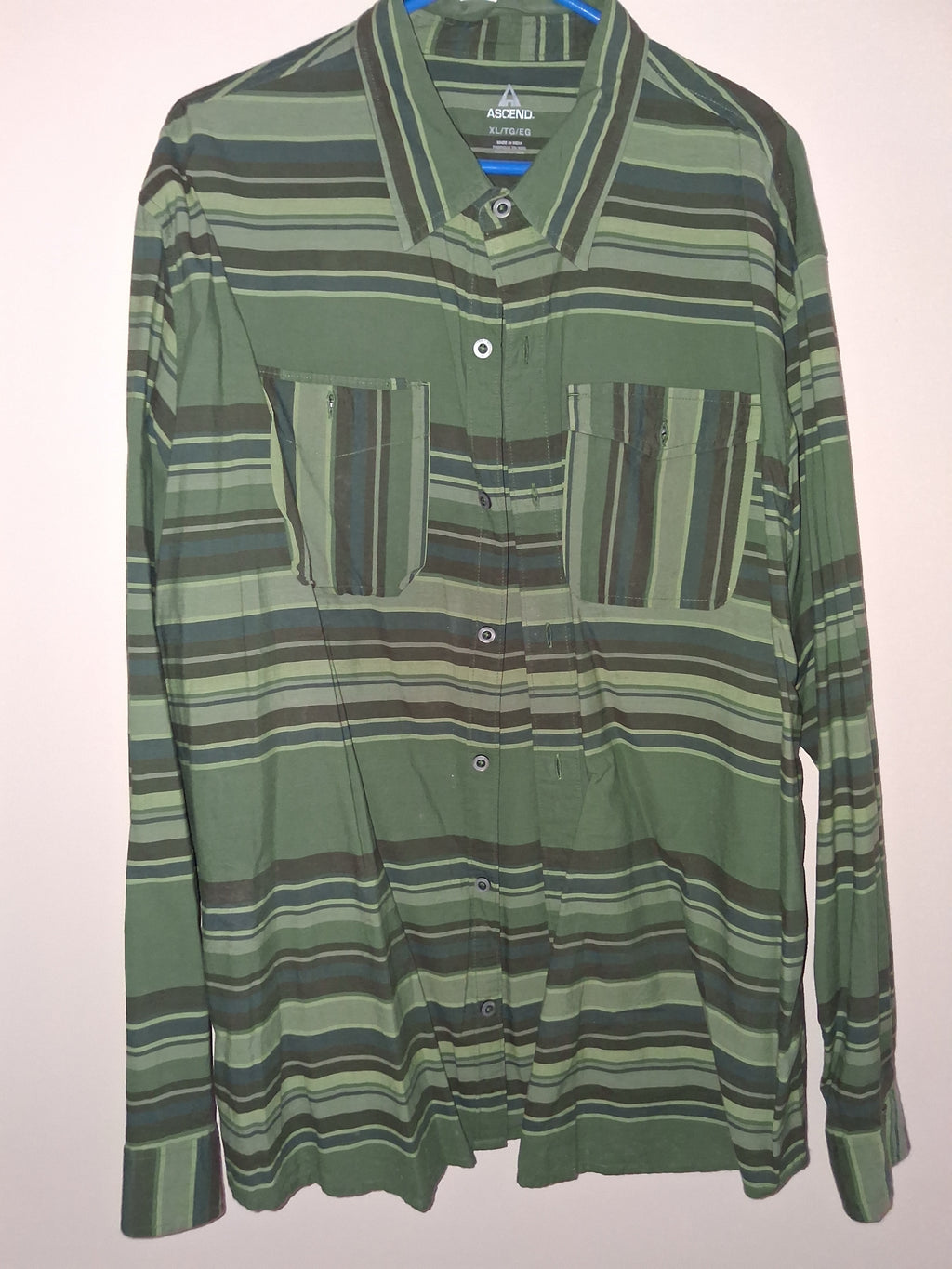 Ascend Green Multicolor Striped Long-Sleeve Shirt