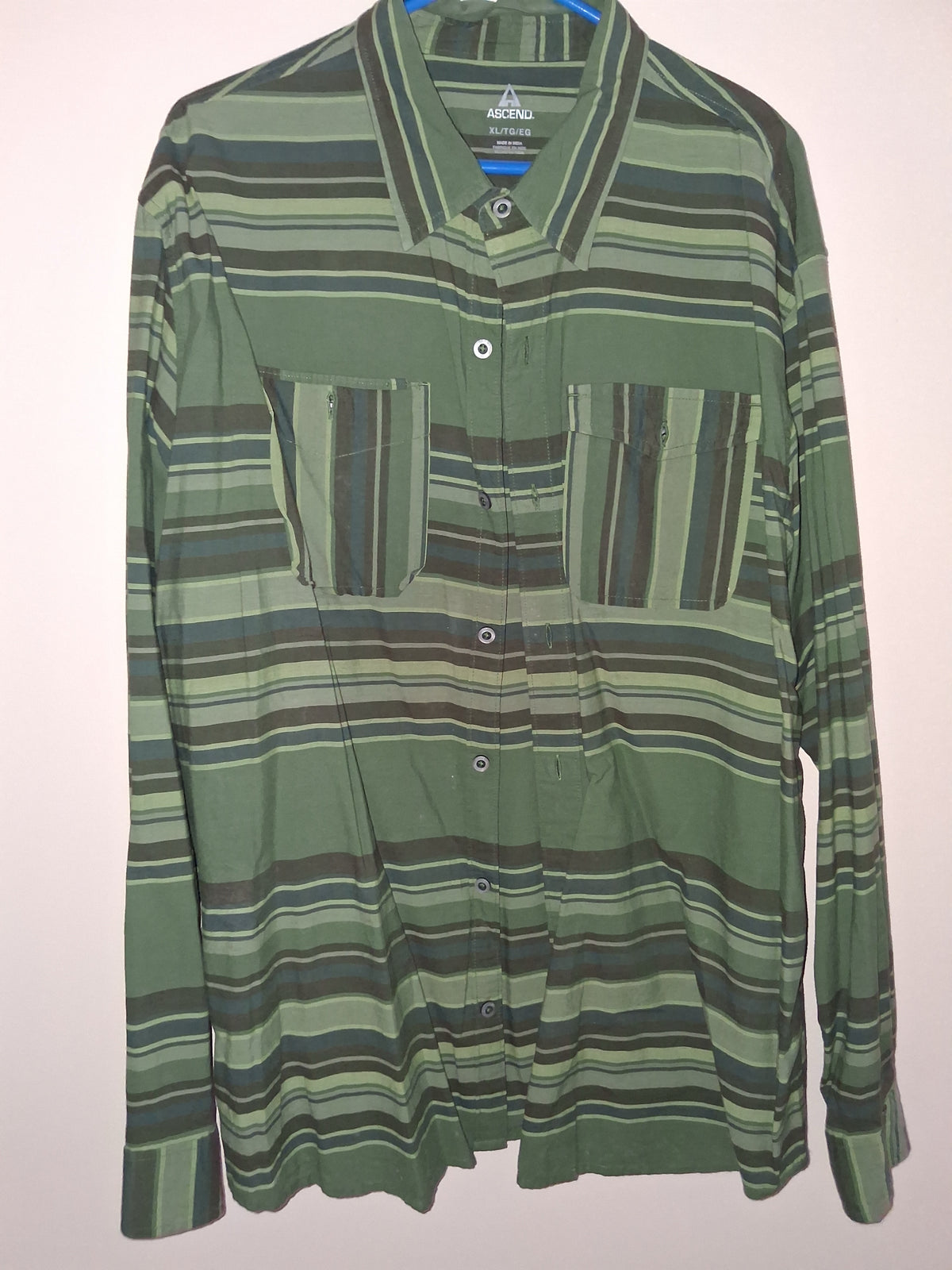 Ascend Green Multicolor Striped Long-Sleeve Shirt