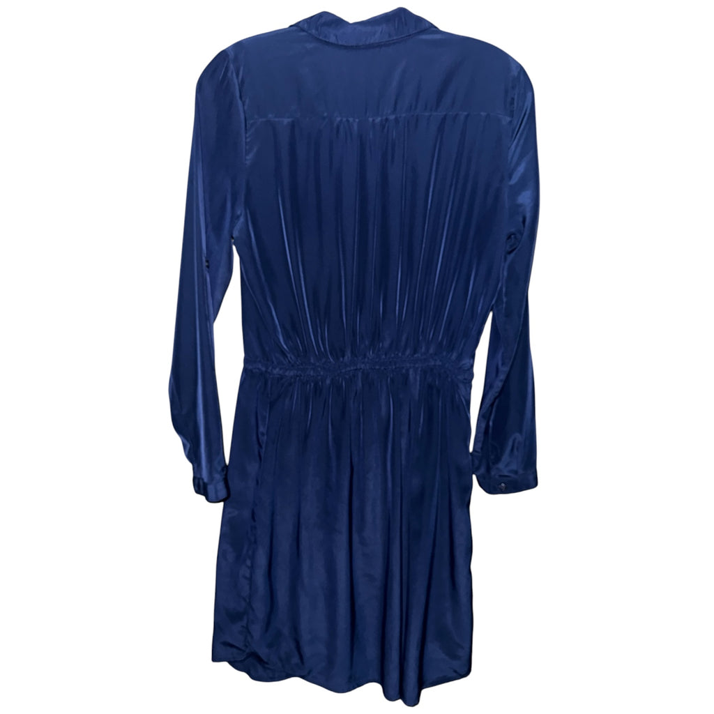 Navy Blue Silky Shirt Dress