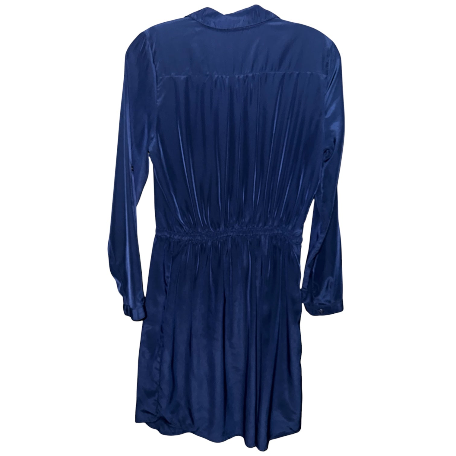 Navy Blue Silky Shirt Dress