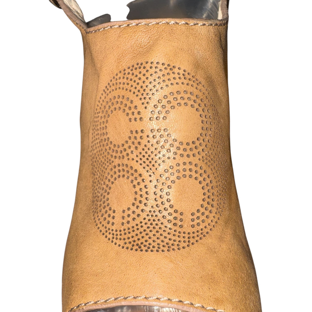 COACH Jade Leather Perforated Wedge Sandals
