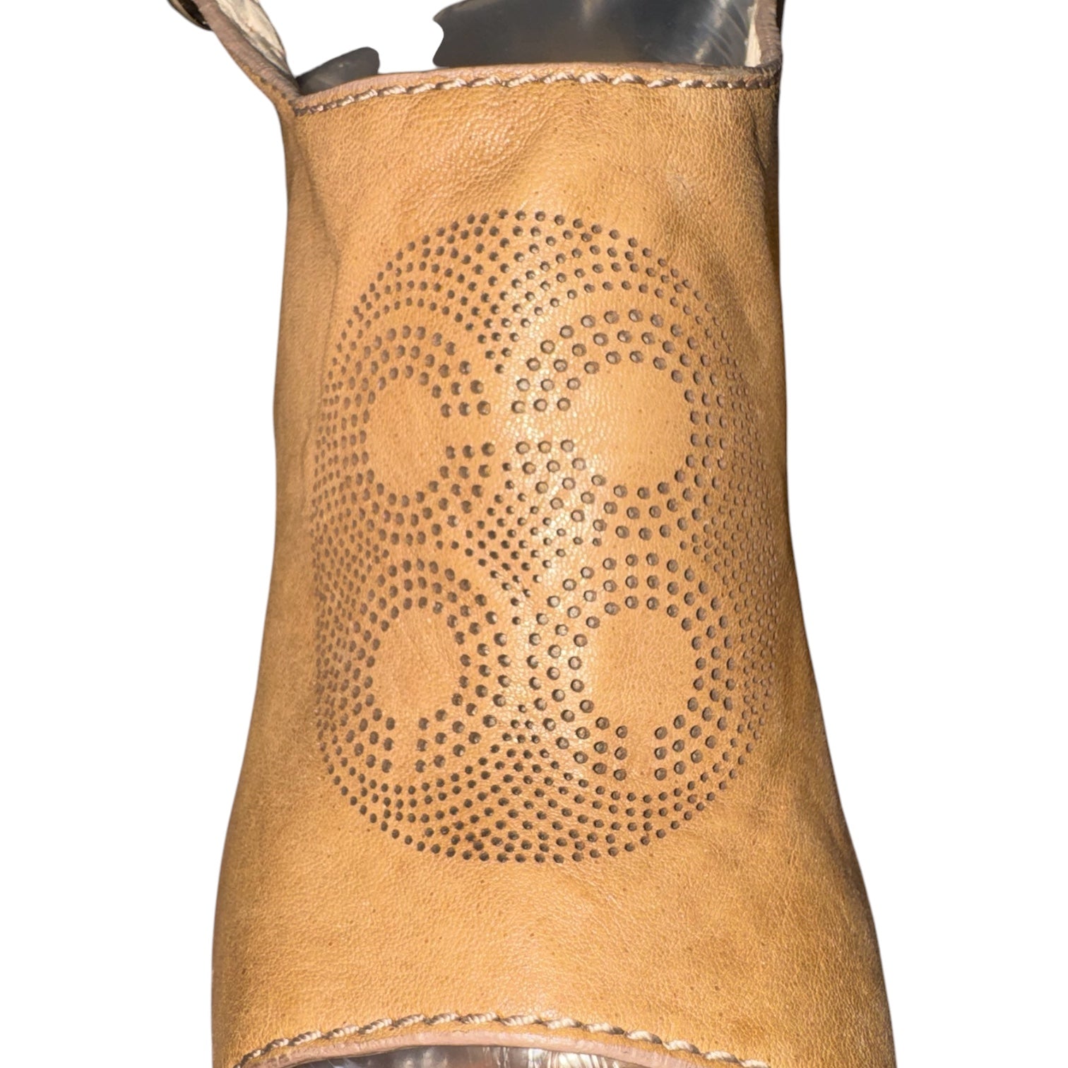 COACH Jade Leather Perforated Wedge Sandals