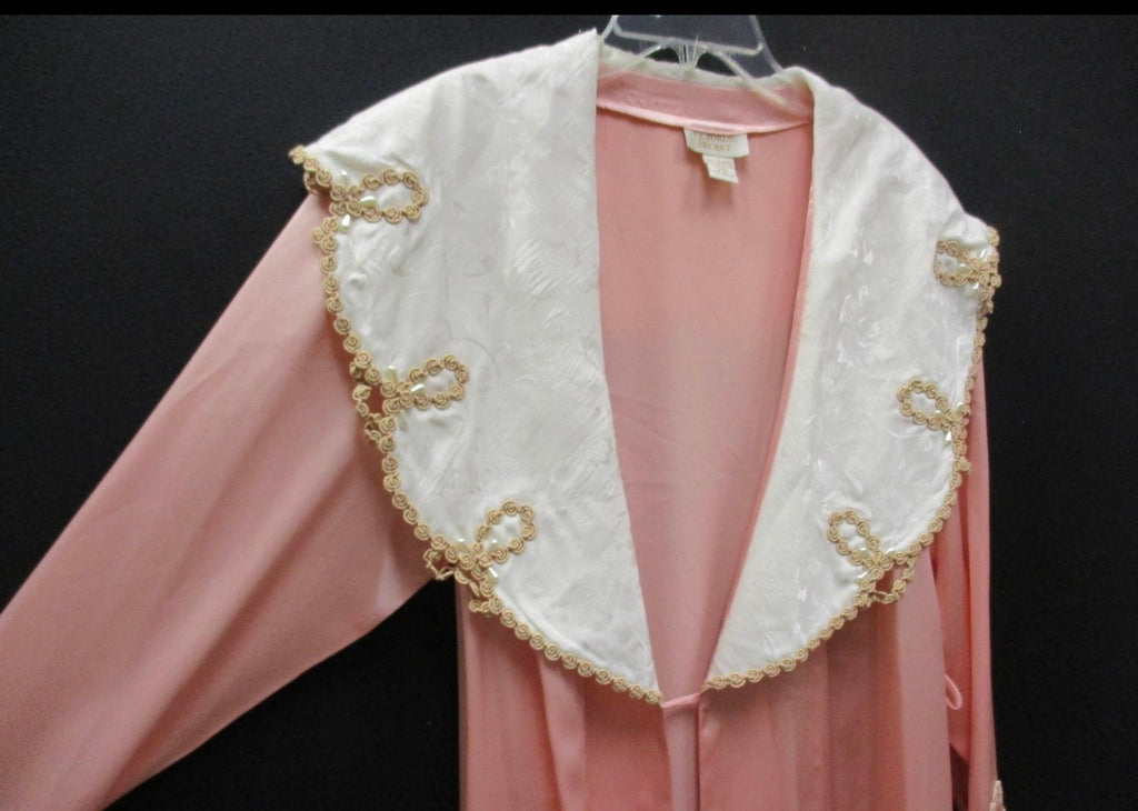 Vintage Victoria’s Secret Gold Label Pink Satin Robe with Gold Bow Trim