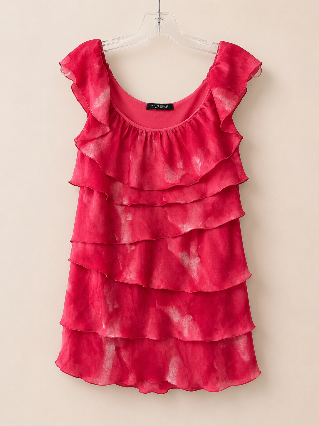 White House Black Market Pink Ruffle Top