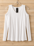 White Cold Shoulder Long Sleeve Top