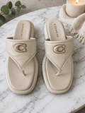 Coach Sylvie Leather Sandals – Chalk (Women’s Size 9) NEW