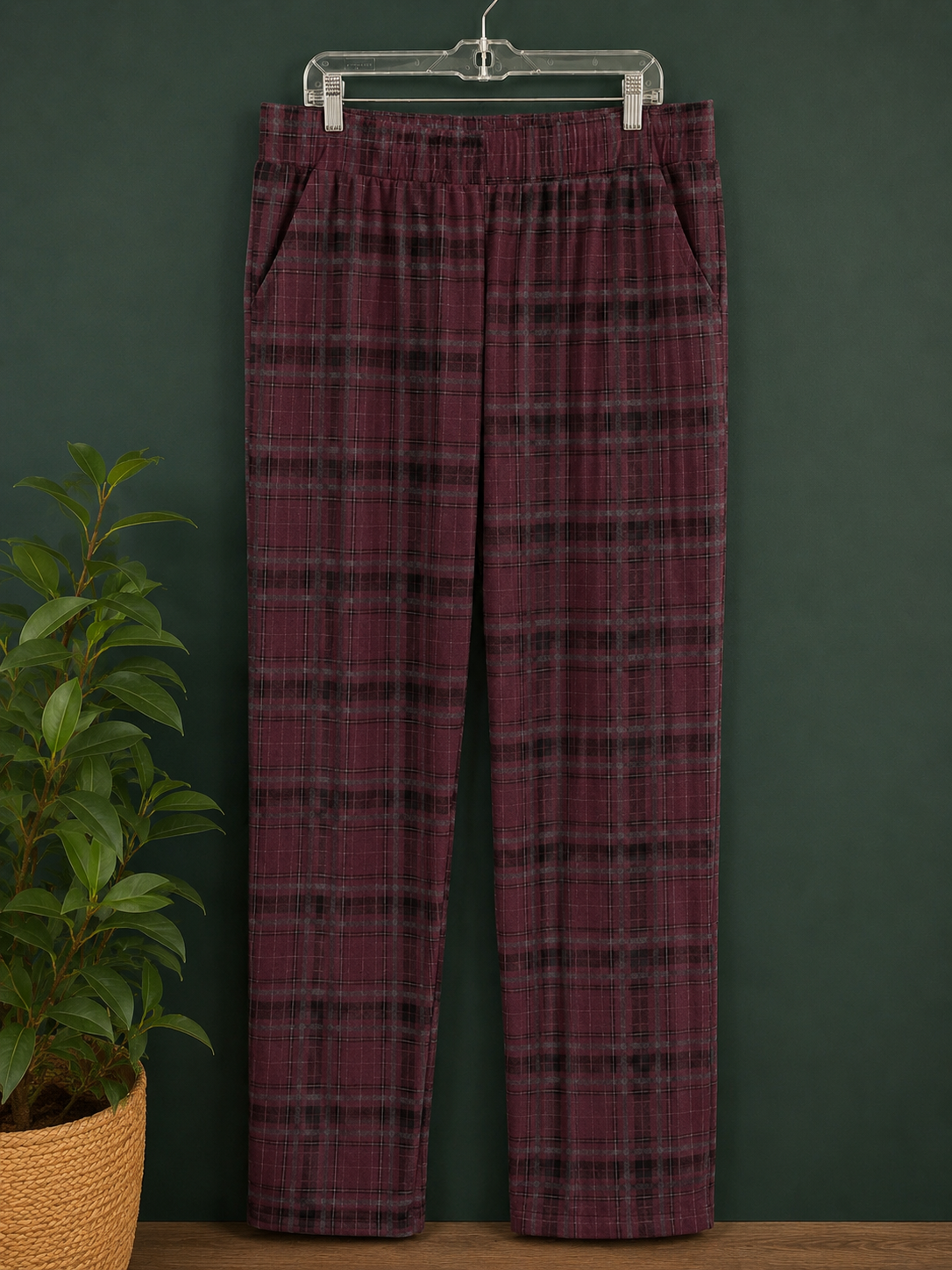 Torrid Burgundy Plaid Pull-On Pants