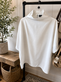 Zanzea White Oversized Mock Neck Poncho Top