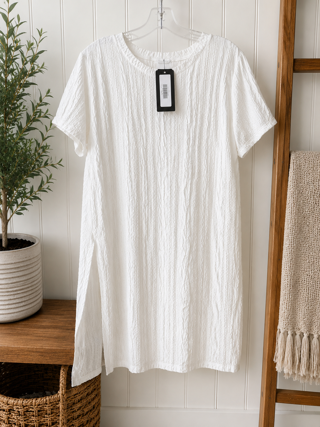 Crinkle Texture Oversized Tunic Top