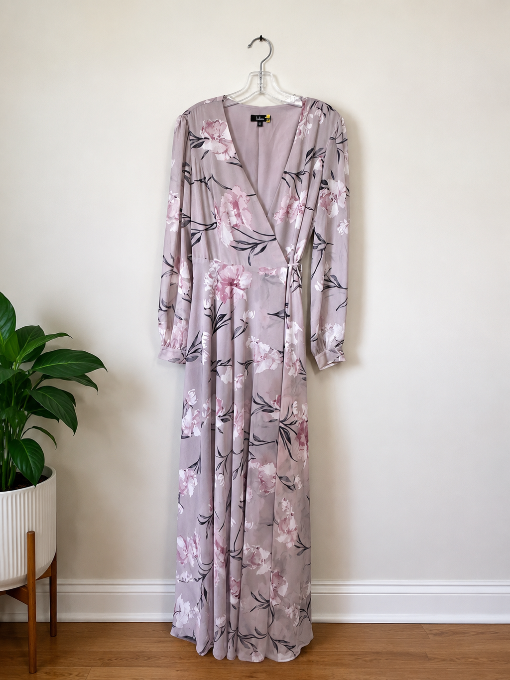 Lulus Lavender Floral Wrap Maxi Dress