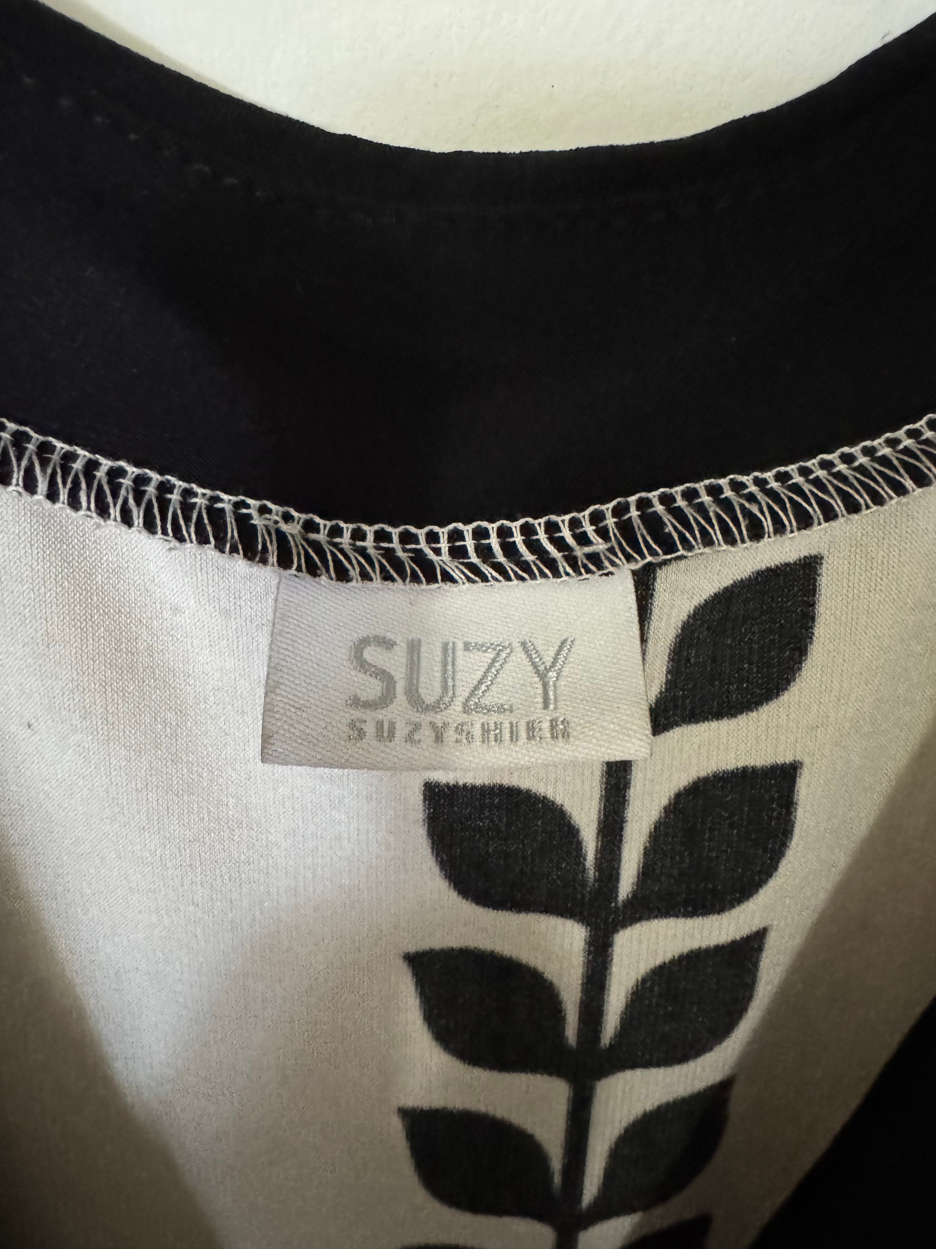 Suzy Shier Black & White Printed Swim Cover-Up