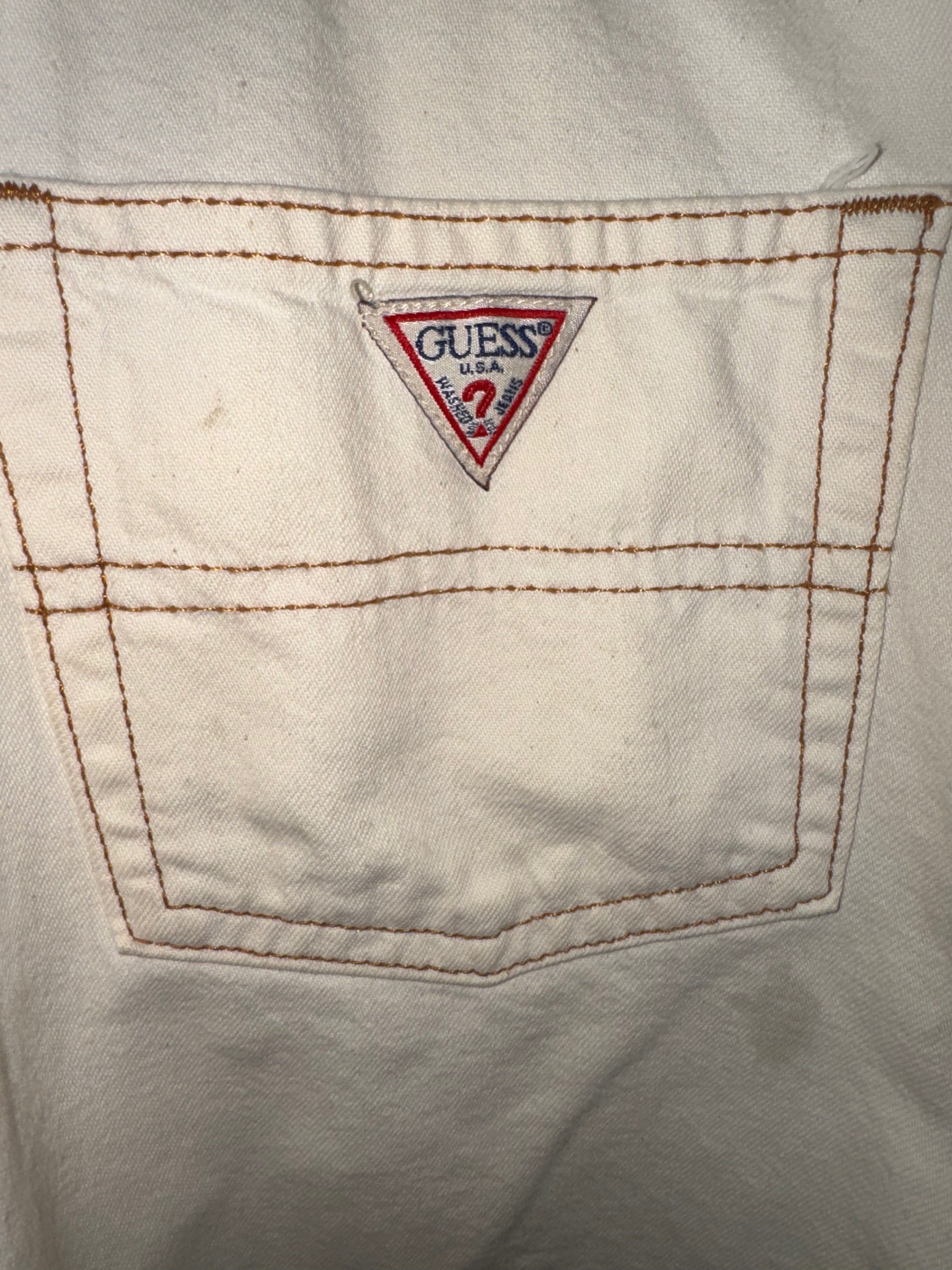 Vintage Guess Jeans White Short Overalls