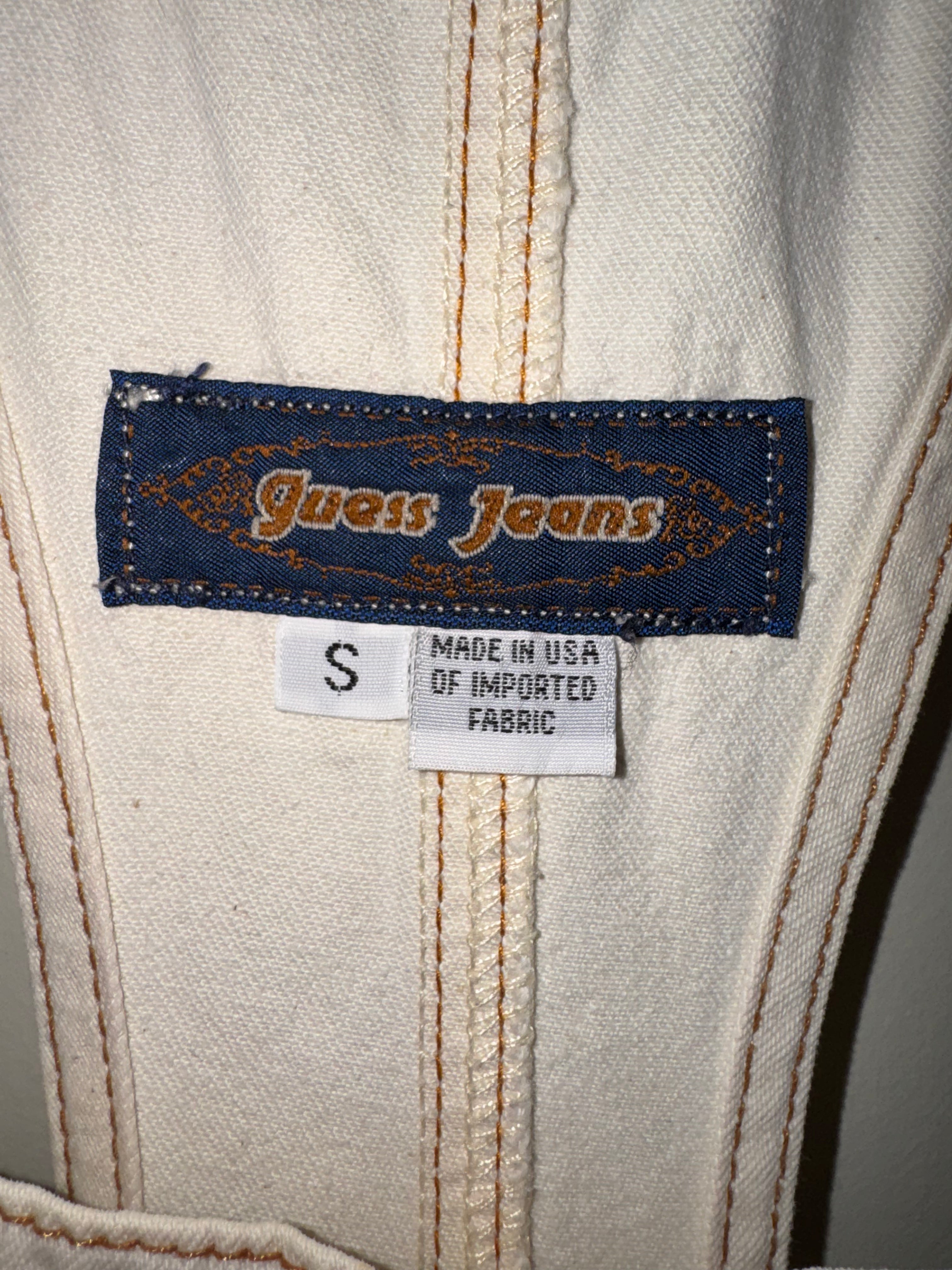 Vintage Guess Jeans White Short Overalls
