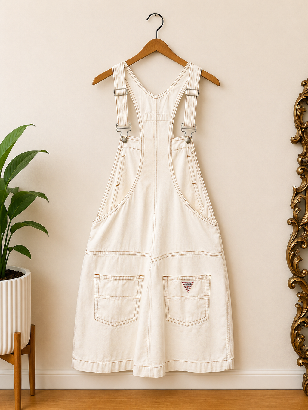 Vintage Guess Jeans White Short Overalls
