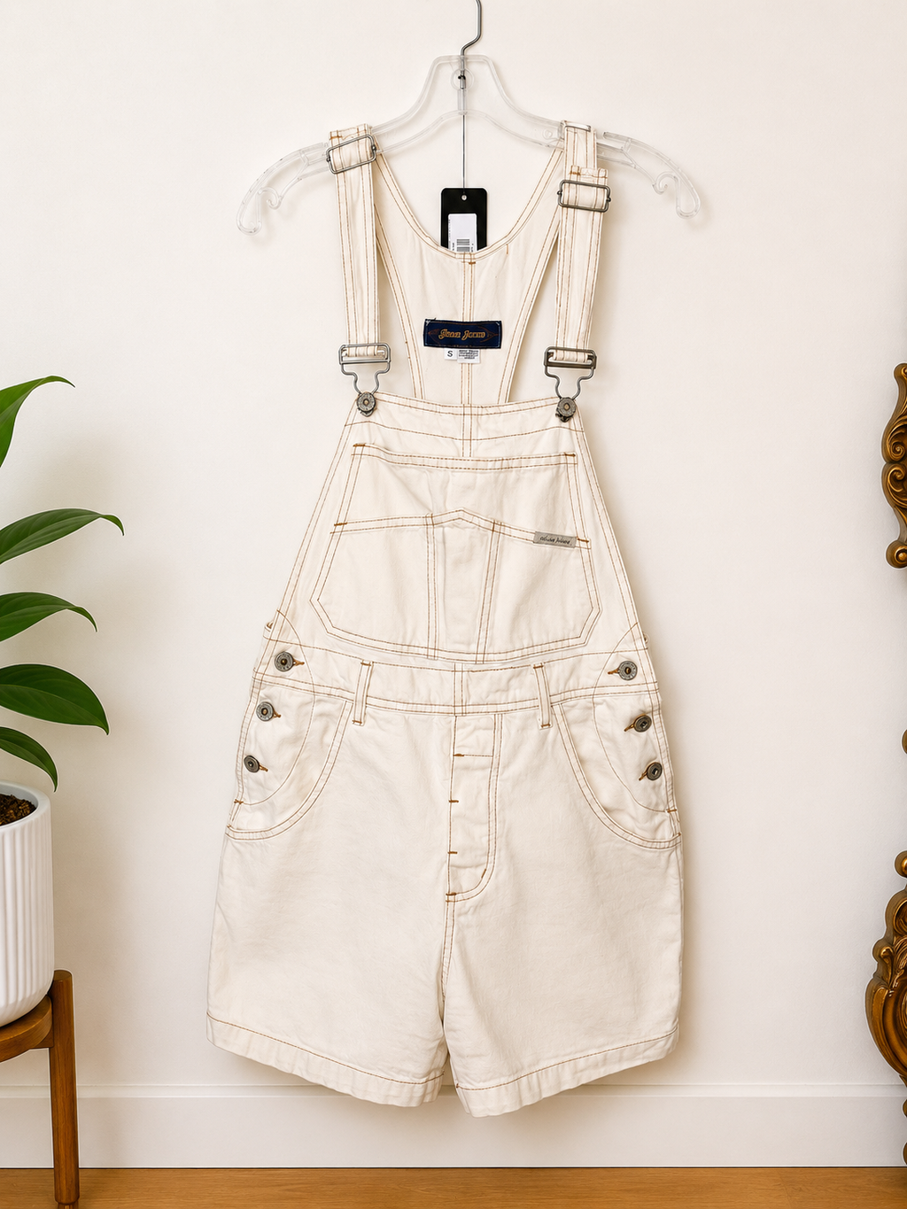 Vintage Guess Jeans White Short Overalls