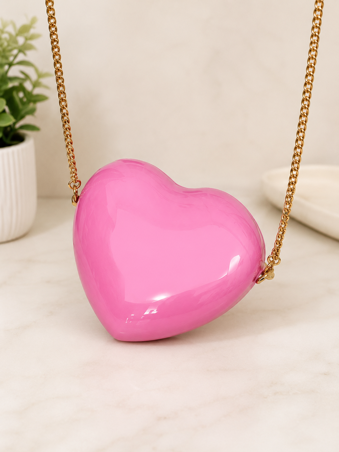 Hot Pink Heart Crossbody Bag