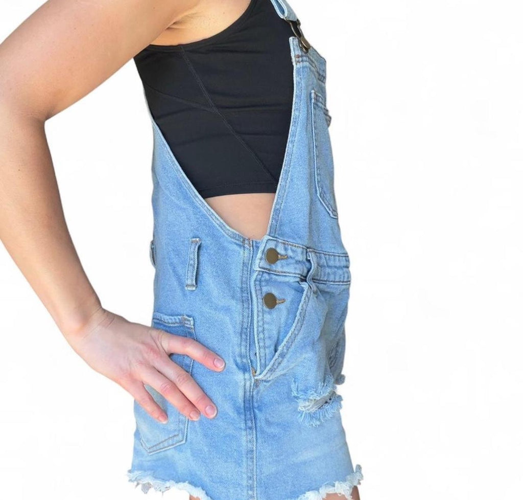 Wild Fable Distressed Denim Short Overalls
