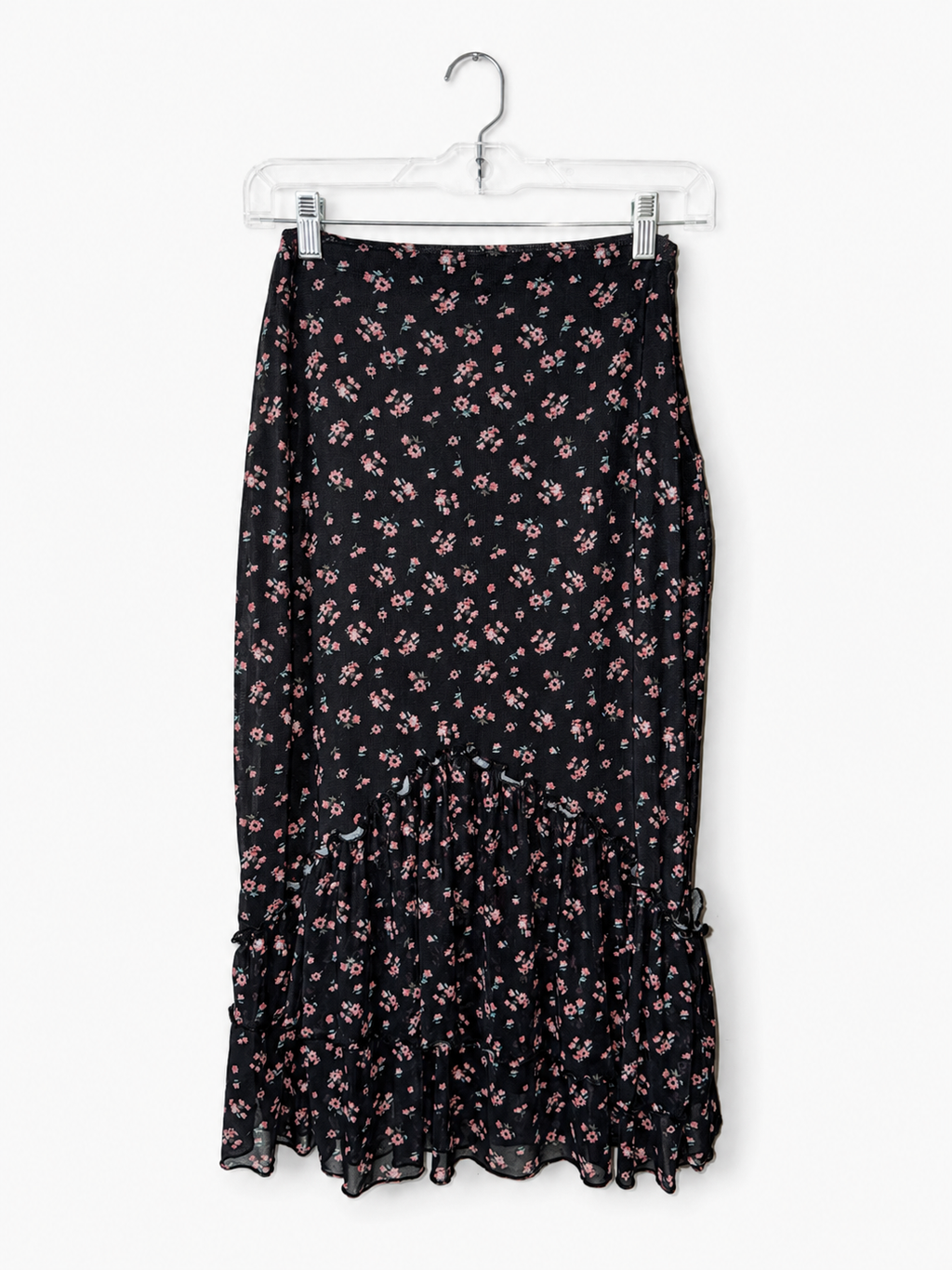 Streetwear Society Floral Ruffle Midi Skirt