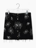 Meridian Bay Rose Print Linen Mini Skirt