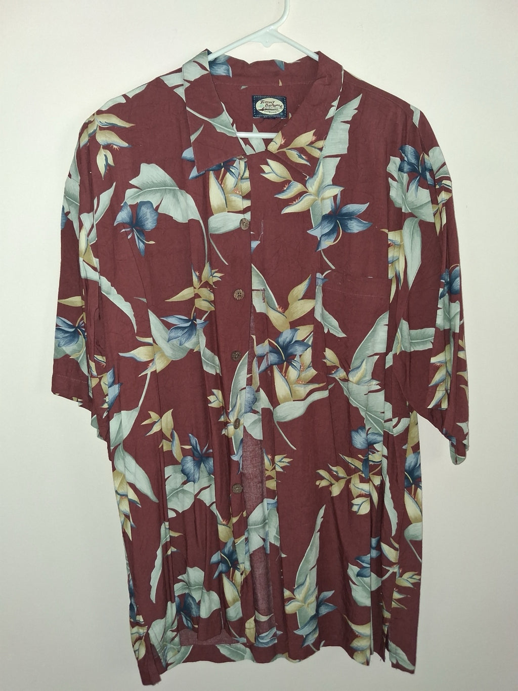 Tommy Bahama Burgundy Tropical Floral Camp Shirt