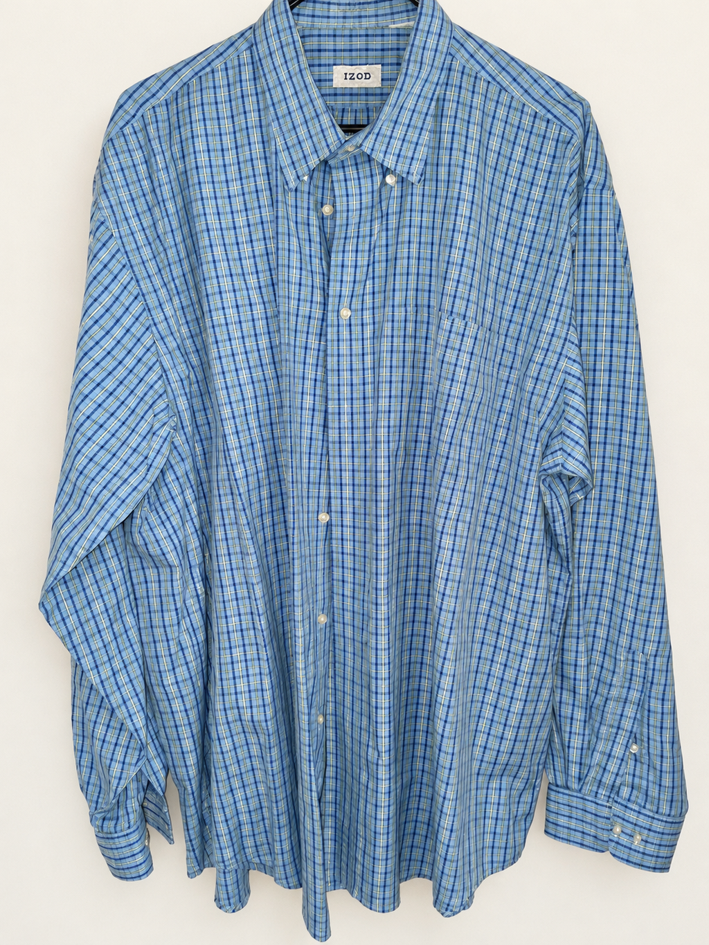 IZOD Blue & Yellow Plaid Wrinkle-Free Oxford Shirt
