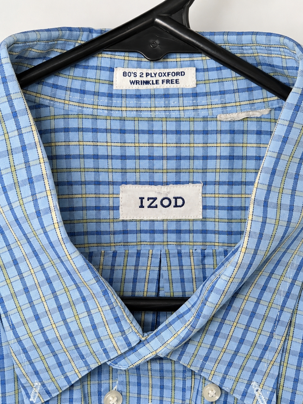 IZOD Blue & Yellow Plaid Wrinkle-Free Oxford Shirt