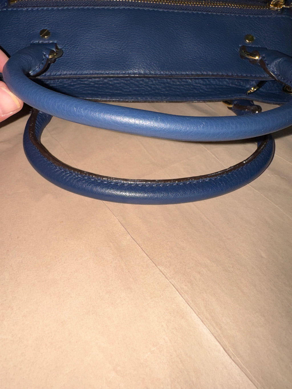 Early 2010s Michael Kors Navy Leather Tassel Satchel Crossbody Bag
