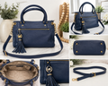 Early 2010s Michael Kors Navy Leather Tassel Satchel Crossbody Bag