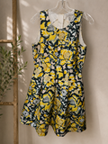 H&M Yellow Floral Textured Fit & Flare Dress