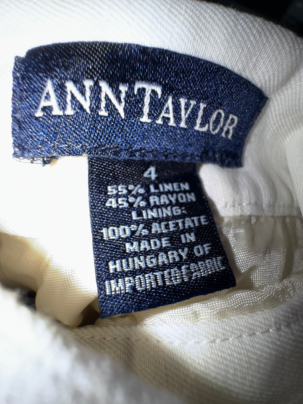 Ann Taylor White Linen Blend Skirt