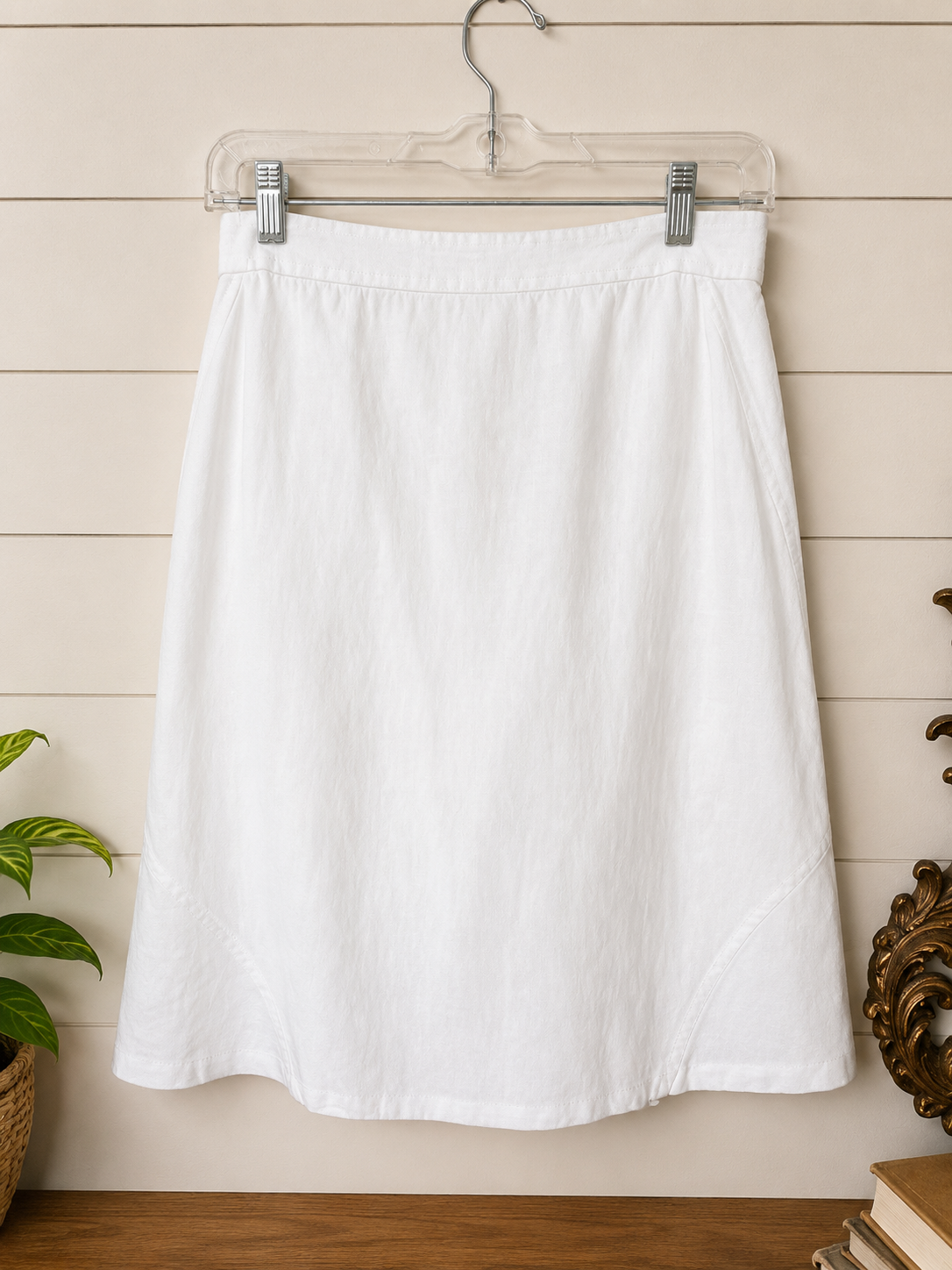 Ann Taylor White Linen Blend Skirt