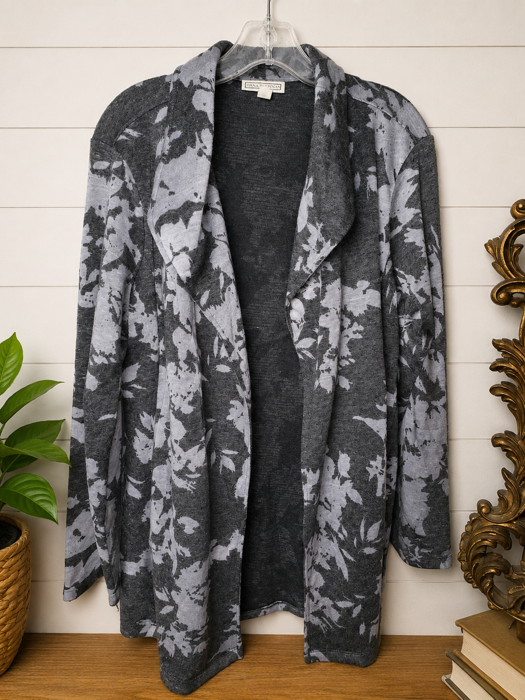 Dana Buchman Floral Open Cardigan