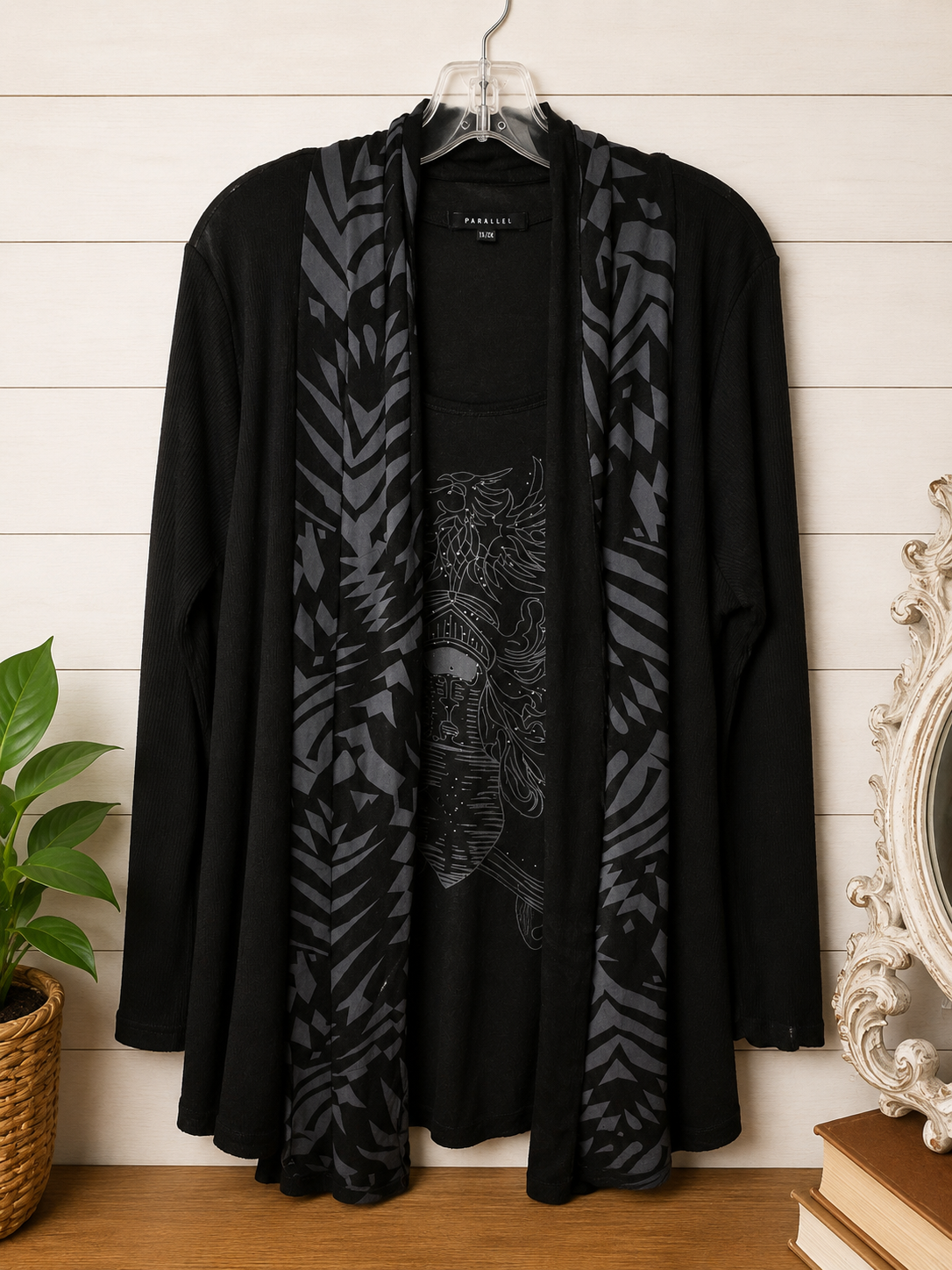 Panitti Black Tribal Print Open Cardigan