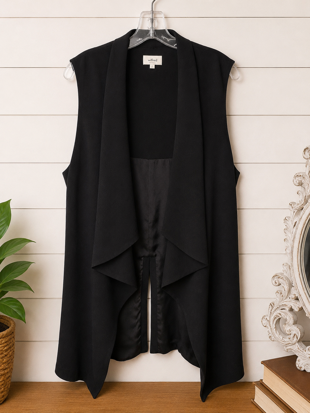 Mud Pie Black Waterfall Vest