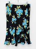 Black Floral Ruffle Midi Skirt