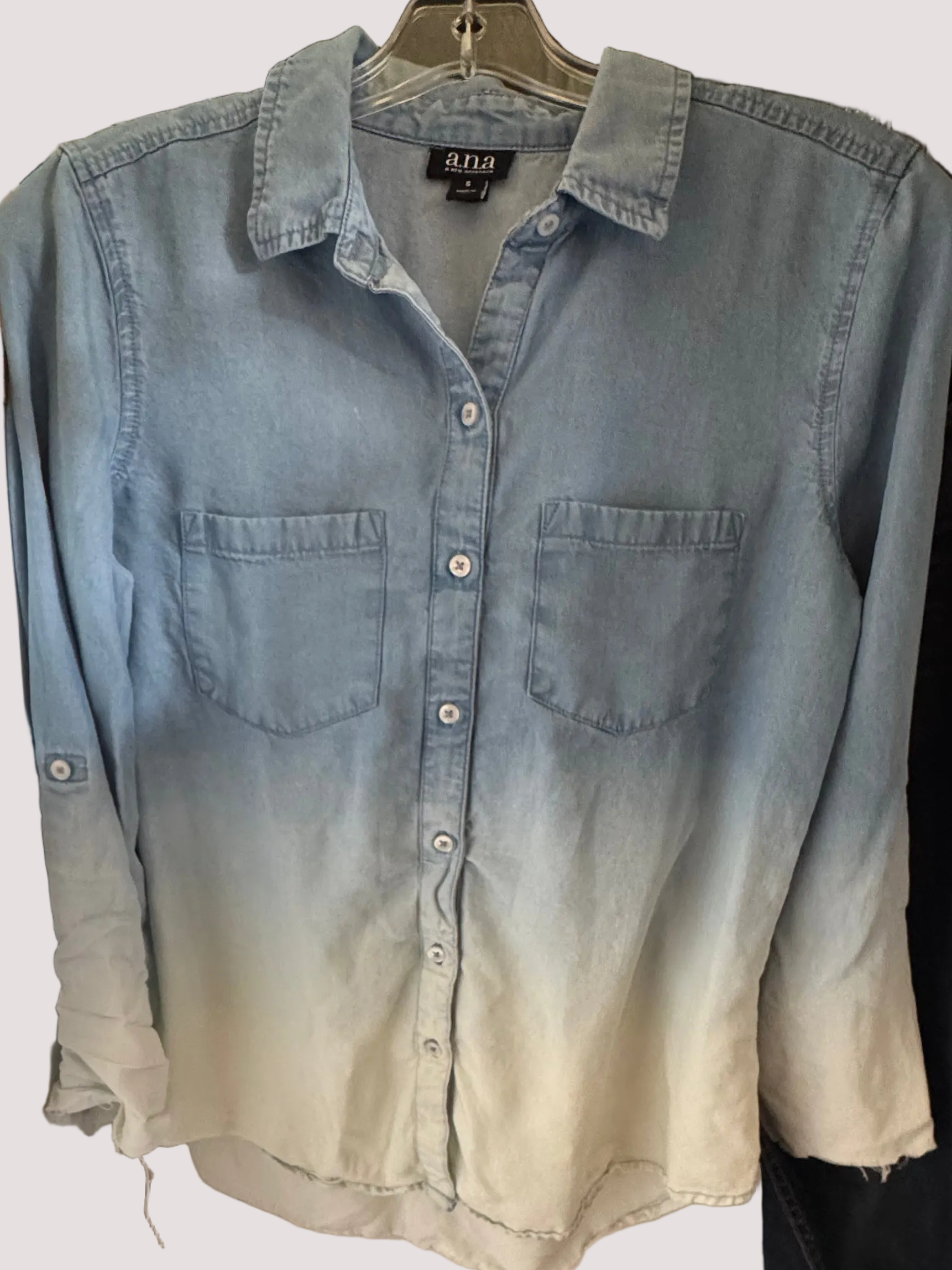 a.n.a. Blue Ombré Chambray Button-Front Shirt