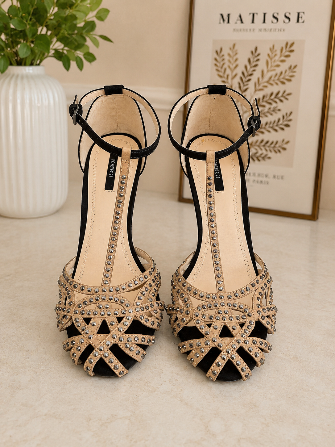 Forever 21 Studded T-Strap Heels