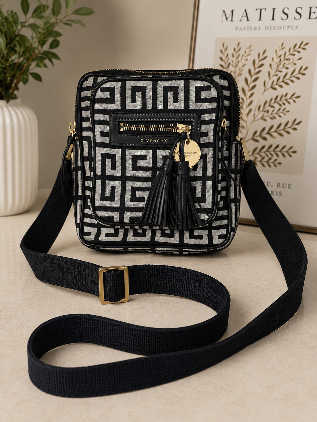 Givenchy Monogram Canvas Tassel Crossbody Bag