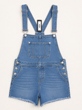 Vintage Wash Denim Short Overalls