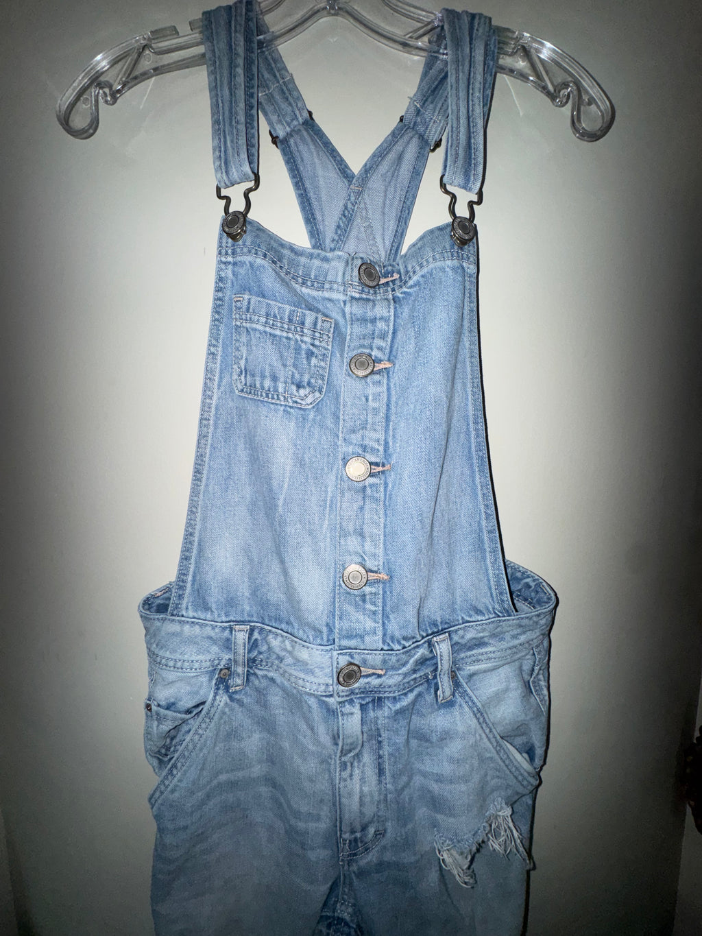 American Eagle Distressed Denim Overalls | Light Wash Relaxed Fit