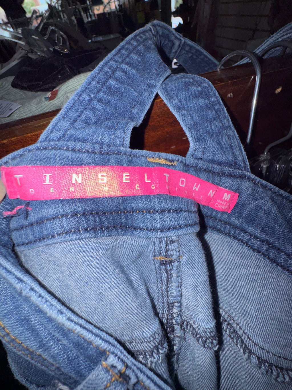 Tinseltown Distressed Denim Overalls