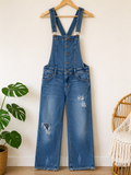 Tinseltown Distressed Denim Overalls