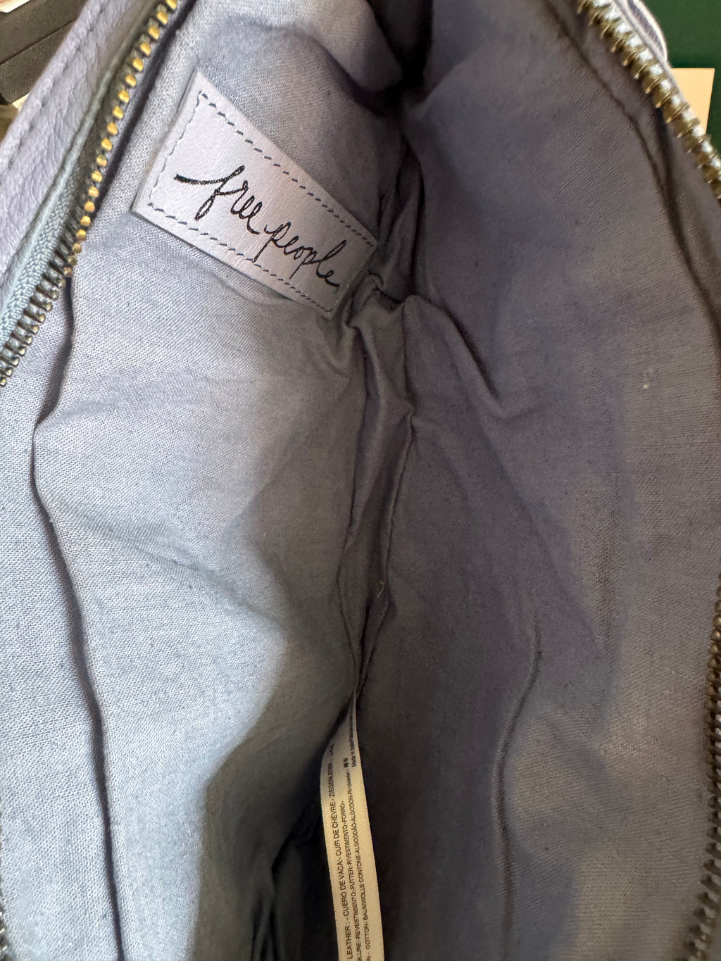 Free People Hudson Leather/Suede Sling Bag – Distressed Periwinkle Blue
