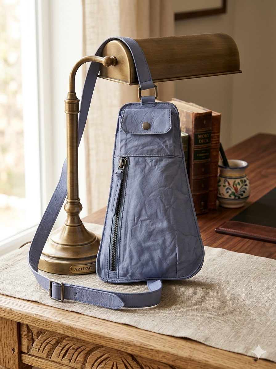 Free People Hudson Leather/Suede Sling Bag – Distressed Periwinkle Blue