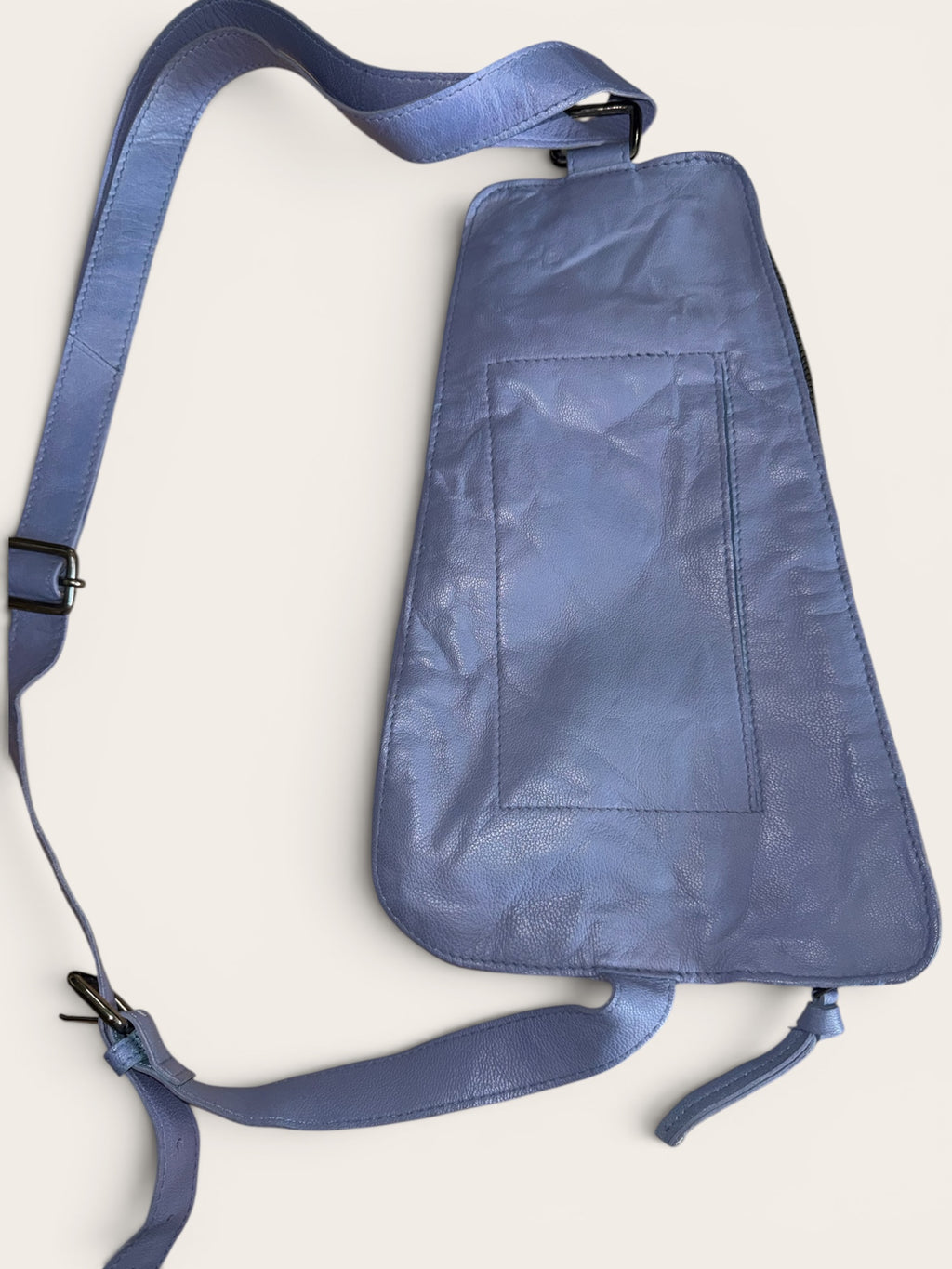 Free People Hudson Leather/Suede Sling Bag – Distressed Periwinkle Blue
