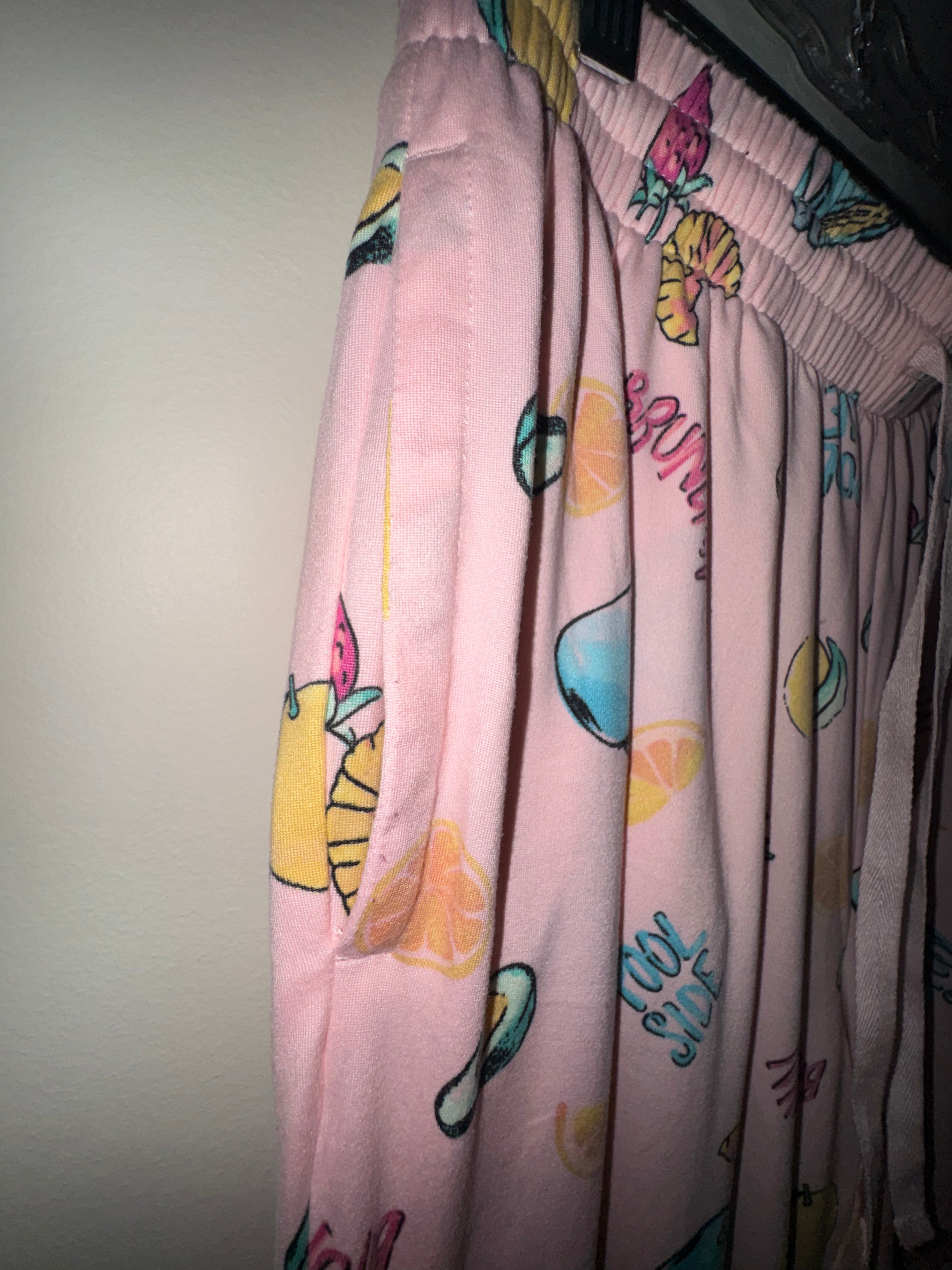 Sleep Chic Pink Fruit Print Pajama Joggers with Pockets