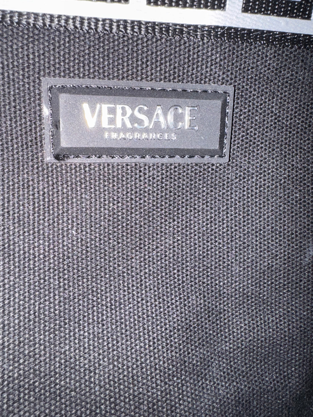 Versace Fragrances Black Canvas Crossbody Tote