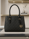 Michael Kors Signature Monogram Large Tote Bag (Black/Gold) – Includes COA