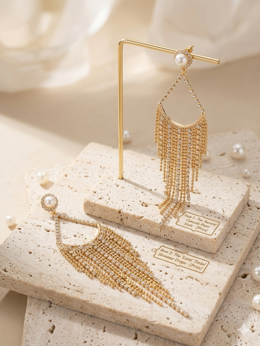 Aurora' Cascade Pearl Studs