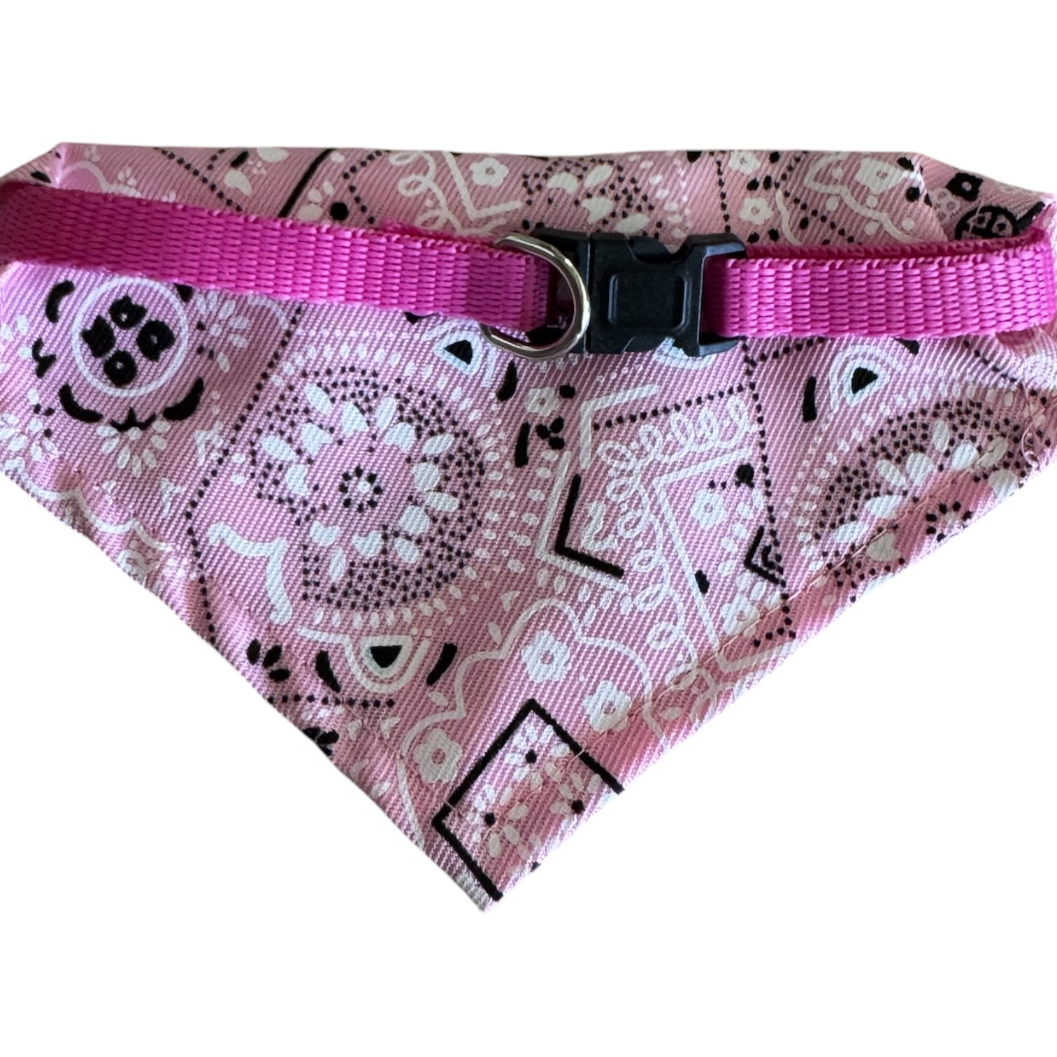 Vibrant Pink Paisley Bandana Dog Collar